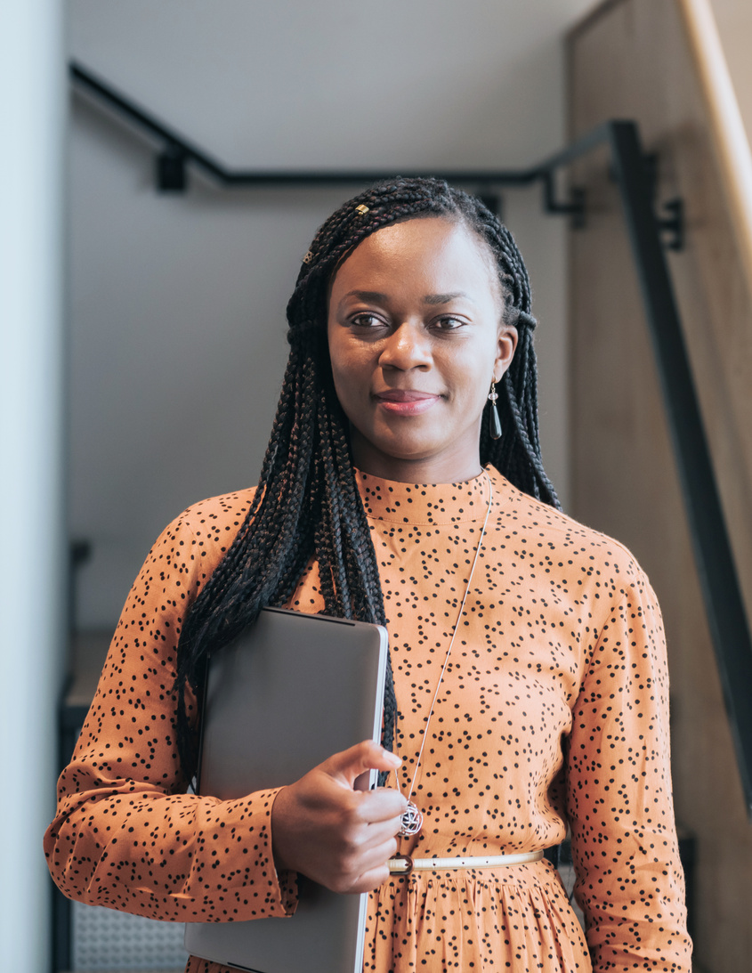 portrait of black business woman in office
