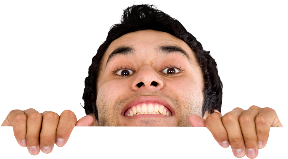 Casual Guy Appearing over a Board